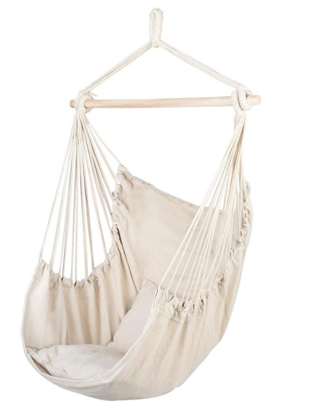 Swing Hanging Hammock Chair with Two Cushions, White